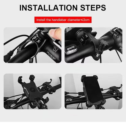 Black Secure Grip Bike Phone Mount Adjustable 360 Rotation Bicycle Handlebar Holder Universal Cradle For Mtb & Road Cycling Mounts & Holders