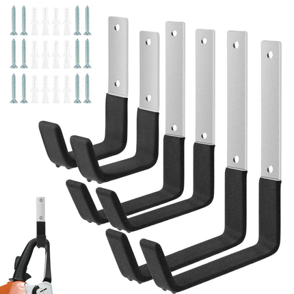6Pcs Garage Utility Hook Wall Mount Bicycle Hook Stand 50lbs Support Capacity Anti-Slip Coating Storage Hanger Kits - 6pcs S And M And L