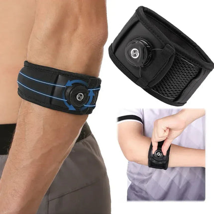Adjustable Elbow Brace Tennis Elbow Arm Support Band Golf Strap Sports Protector Pad - Black M(20-26cm)