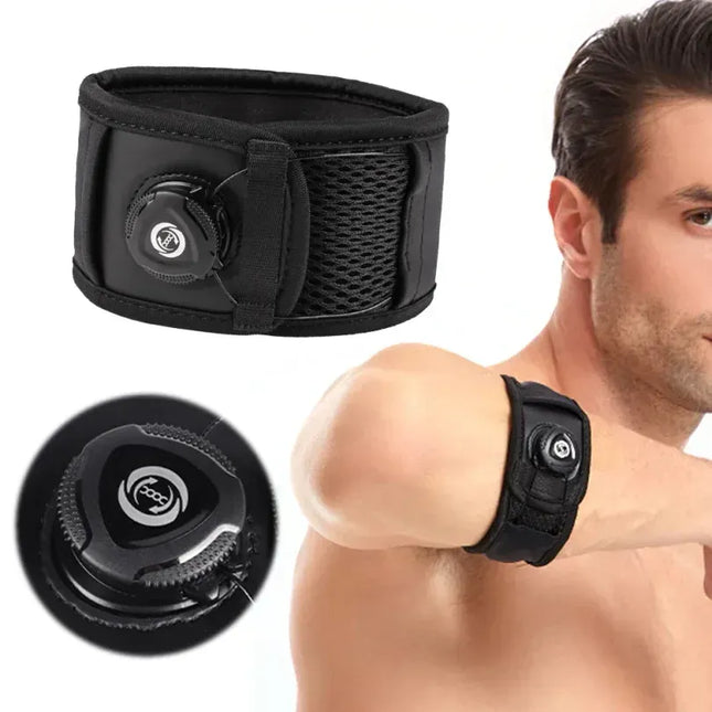 Adjustable Elbow Brace Tennis Elbow Arm Support Band Golf Strap Sports Protector Pad - Black L(26-32cm)