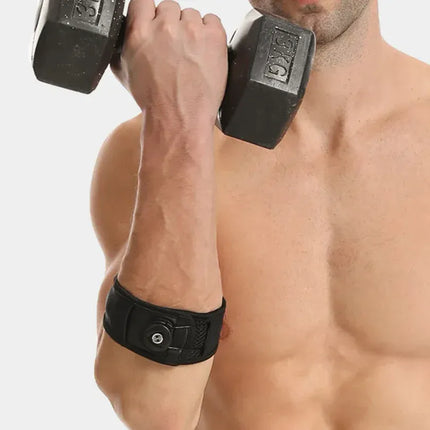 Adjustable Elbow Brace Tennis Elbow Arm Support Band Golf Strap Sports Protector Pad - Black L(26-32cm)