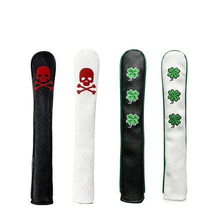 Golf Alignment Rod Cover Aiming Training Aid Headcover Waterproof Leather Head Protection Golf Supplies - Clover Black