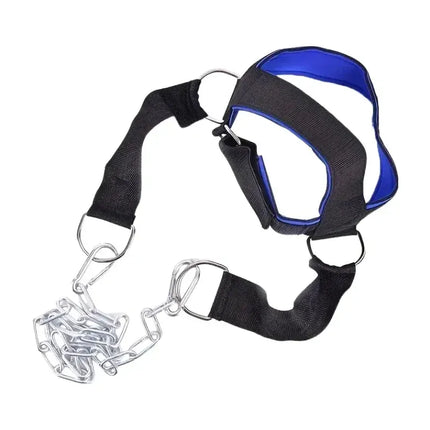 Head Neck Training Harness Exercise Cervical Spine Strap Adjustable Gym Fitness Weight Bearing Device - Blue