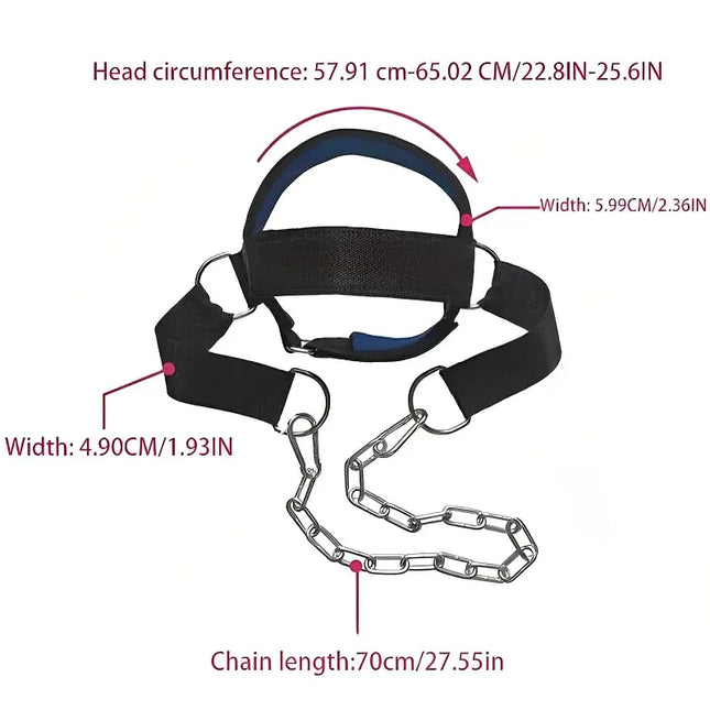 Head Neck Training Harness Exercise Cervical Spine Strap Adjustable Gym Fitness Weight Bearing Device - Blue