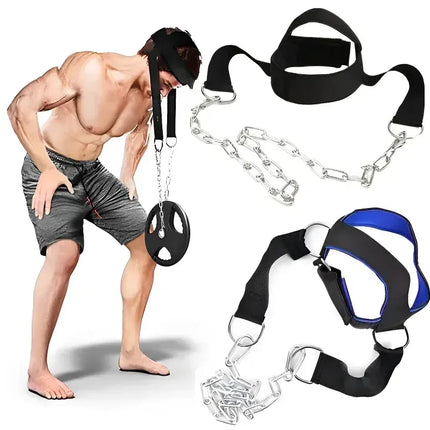 Head Neck Training Harness Exercise Cervical Spine Strap Adjustable Gym Fitness Weight Bearing Device - Blue