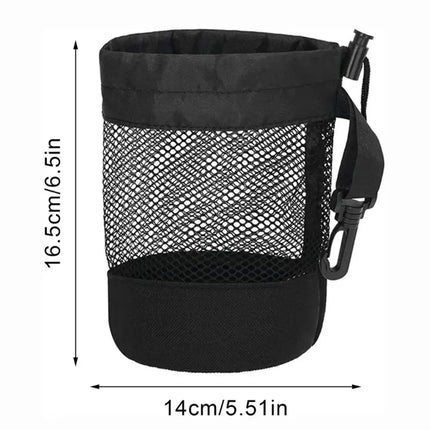 Mesh nylon drawstring golf bag holds 16 golf balls suitable for family outings single-sided drawstring pocket - Black