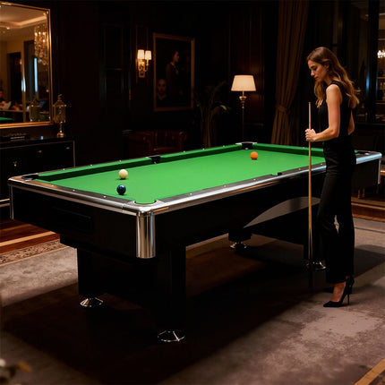8Ft Billiard Table, Velvet Tablecloth with Accessories - Blue