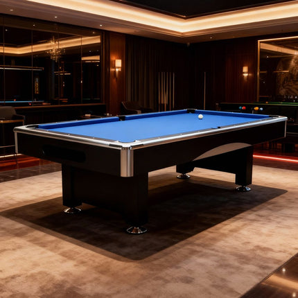 8Ft Billiard Table, Velvet Tablecloth with Accessories - Blue