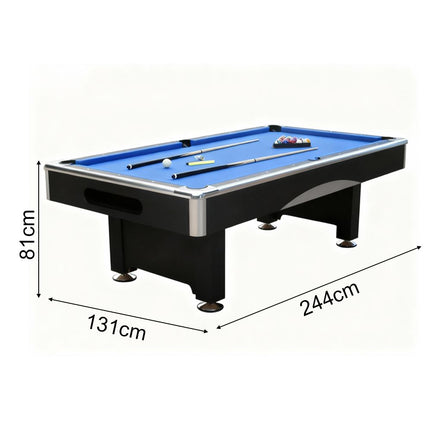 8Ft Billiard Table, Velvet Tablecloth with Accessories - Blue