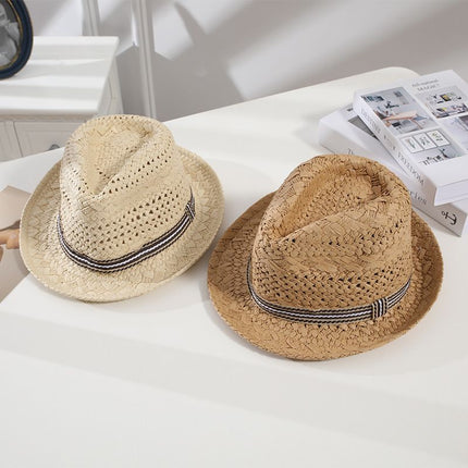 Straw Hat Summer Sun Protection Khaki Adult 56-58cm