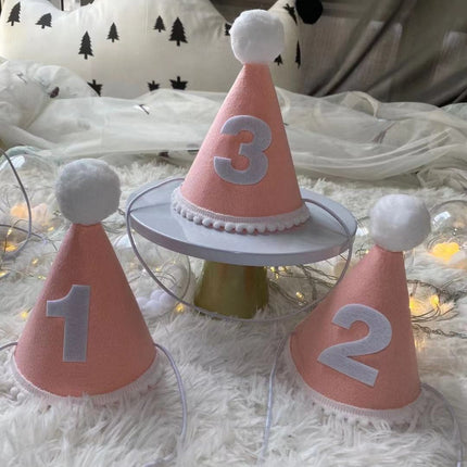 Birthday Hat Baby Felt Party Prop Chun Yue Pink 1 week 0-10 weeks can take