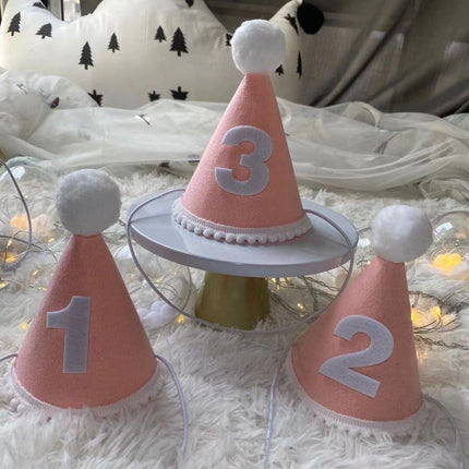 Birthday Hat Baby Felt Party Prop Chun Yue Pink 3 weeks 0-10 weeks can take