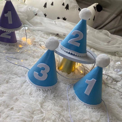 Birthday Hat Baby Felt Party Prop Chun Yue Blue 3 weeks 0-10 weeks can take