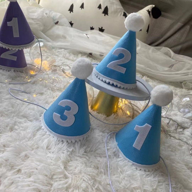 Birthday Hat Baby Felt Party Prop Chun Yue Blue 3 weeks 0-10 weeks can take