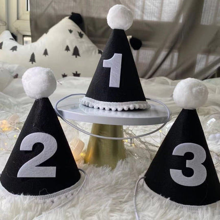 Birthday Hat Baby Felt Party Prop Chun Yue Black for 1 week 0-10 weeks can take