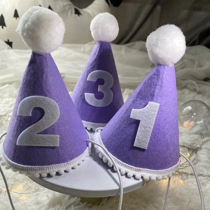 Birthday Hat Baby Felt Party Prop Chun Yue Purple 2 weeks 0-10 weeks can take