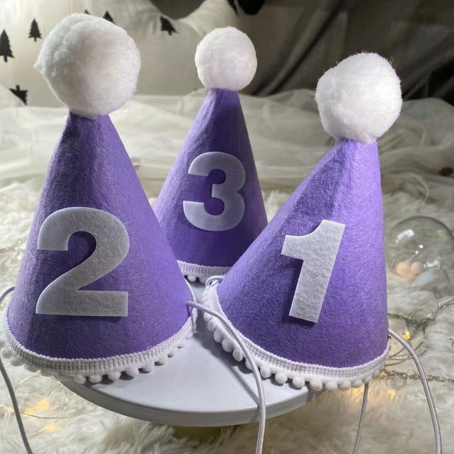 Birthday Hat Baby Felt Party Prop Chun Yue Purple 2 weeks 0-10 weeks can take