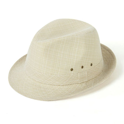 Men's Linen Top Hat Summer Dome Curled Brim Hong Kong and Macao hemp Black 59#