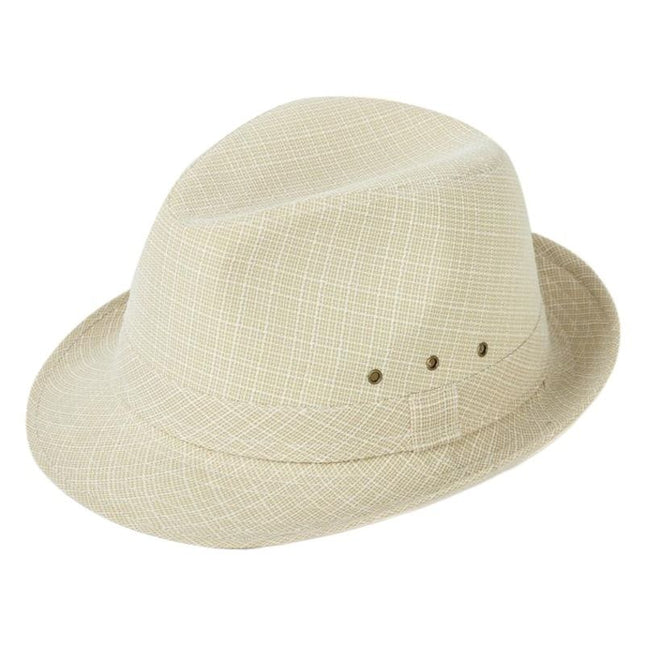 Men's Linen Top Hat Summer Dome Curled Brim Hong Kong and Macao hemp cyan 59#