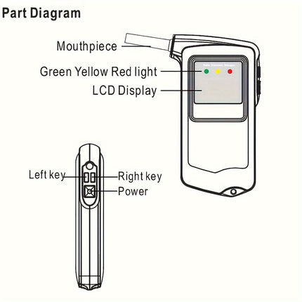 Black AT-858 Breathalyzer Alcohol Detection BAC Tester Portable Breathalyzer LED
