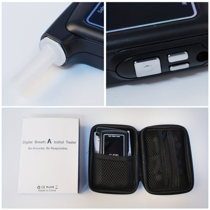 Black AT-858 Breathalyzer Alcohol Detection BAC Tester Portable Breathalyzer LED