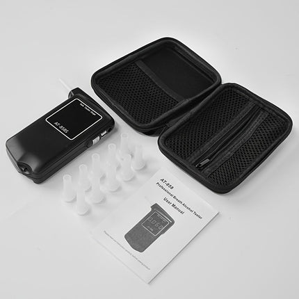 Black AT-858 Breathalyzer Alcohol Detection BAC Tester Portable Breathalyzer LED