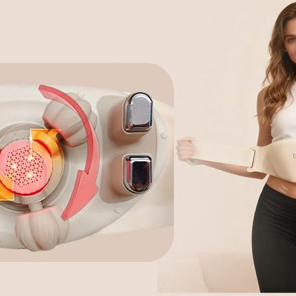 White abdominal massage belt, heat therapy massage, kneading massager, stress relief wellness, digestive health, relaxation tool, Australia market
