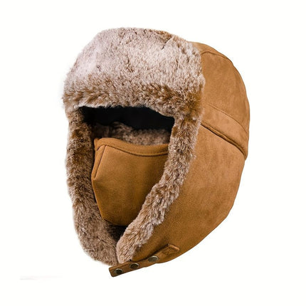 Men'S Winter Hat Hat With Mask Men'S Fashion Beanie Warm Winter Headwear - Black - Size L