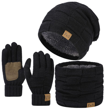 Men'S Winter Hat Men'S Gloves Men'S Scarf Winter Hat And Gloves Set Men'S - Beige - Size L