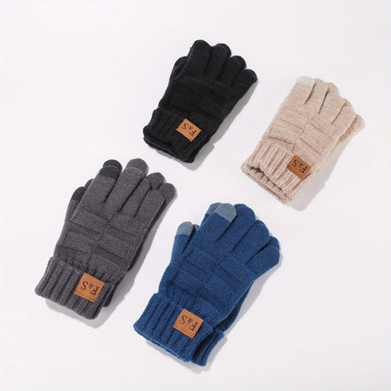 Men'S Winter Hat Men'S Gloves Men'S Scarf Winter Hat And Gloves Set Men'S - Black - Size L