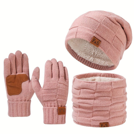 Men'S Winter Hat Men'S Gloves Men'S Scarf Winter Hat And Gloves Set Men'S - Blue - Size L