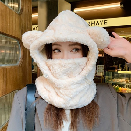 Women'S Winter Hat Furry Hat Ear Flap Hat Face Covering Hat Winter Accessory - Khaki - Size L