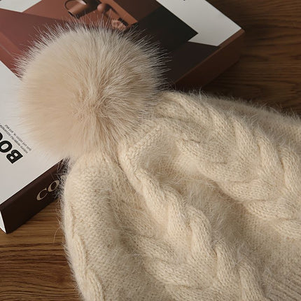 Women'S Winter Hat Hooded Knit Hat Pom-Pom Hat Warm Winter Accessory Australian - Pink - Size L