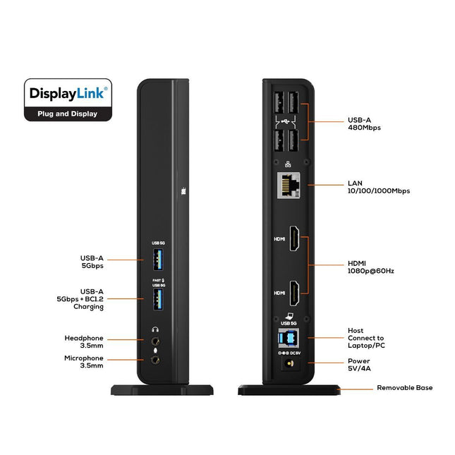 mbeat USB-C/A Dual HDMI DisplayLink® Docking Station