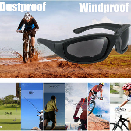 3pcs Chopper Foam Padded Motorcycle Riding Glasses Sunglasses Windproof Goggles