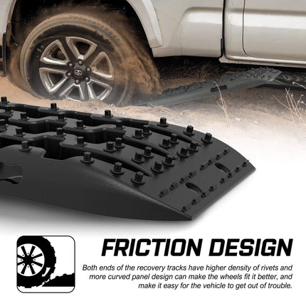 X-BULL 2PCS Recovery Tracks Boards Snow Tracks Mud tracks 4WD With 4PC mounting bolts Black