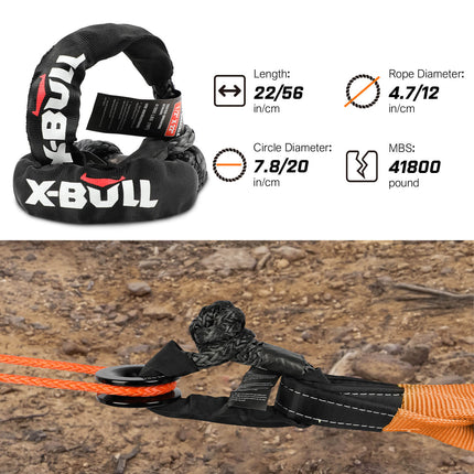 X-BULL 4WD Recovery Kit Snatch Strap Soft Shackles Folding Shovel Survival 4X4