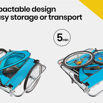 Tag-along Kids Bike Trailer Child Bicycle Pram Stroller Children Jogger Blue