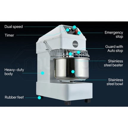 EUROCHEF 30L Spiral Dough Mixer Commercial Machine Bakery Bread Kneader Litre Small