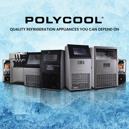 POLYCOOL Commercial Ice Maker Machine, up to 75kg/24hr, Timer & Self Cleaning Programs