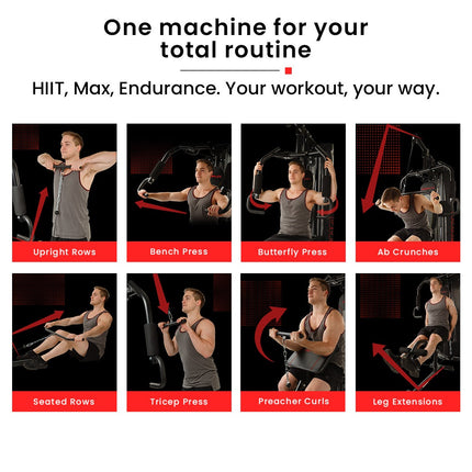 PROFLEX Multi-Station Compact Home Gym Set, 150lbs Weight Plates- M8000