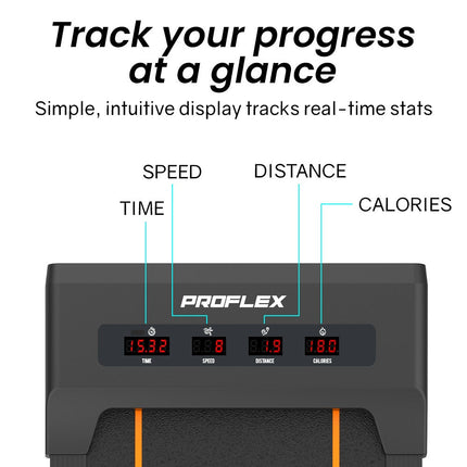 PROFLEX Electric Walking Pad Under Desk Treadmill, Remote Control, Compact Foldable Size, Tablet Holder, LCD Display, Walk or Light Jog