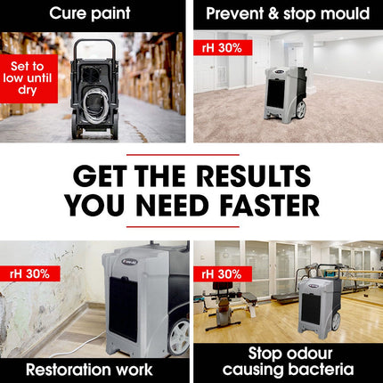 Baumr-AG 90L/day Commercial Air Dehumidifier for Mould, Portable, Stackable, LCD Display, Wheels