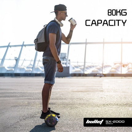 BULLET SX-2000 Hoverboard Scooter, 500W Brushless, UL Certified, AU Compliant, Superior Self Balancing System, LED Lights, Hip Hop Design