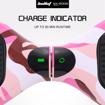 BULLET SX-2000 Hoverboard Scooter, 500W Brushless, UL Certified, AU Compliant, Superior Self Balancing System, LED Lights, Pink Camo