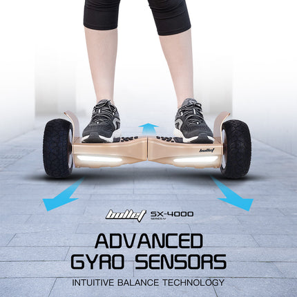 BULLET SX-4000 Hoverboard Scooter, 700W Brushless, UL Certified, AU Compliant, 8.5" Wheels, Superior Self Balancing System, LED Lights, Carry Bag, Bronze