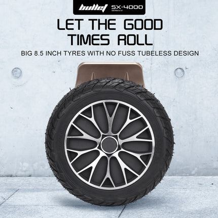 BULLET SX-4000 Hoverboard Scooter, 700W Brushless, UL Certified, AU Compliant, 8.5" Wheels, Superior Self Balancing System, LED Lights, Carry Bag, Bronze