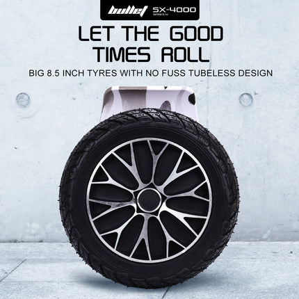 BULLET SX-4000 Hoverboard Scooter, 700W Brushless, UL Certified, AU Compliant, 8.5" Wheels, Superior Self Balancing System, LED Lights, Carry Bag, Camo