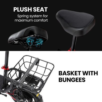 ALPHA Rover Electric Scooter with Seat, AU Compliant, 500W 48V 25km/h 30km Range, 14-inch Tyres, Motorised Commuter eScooter for Adults, Black