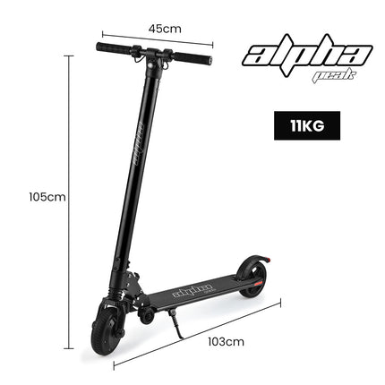 ALPHA Peak 300W 10Ah Electric Scooter, AU Compliant, Suspension, for Adults or Teens, Black